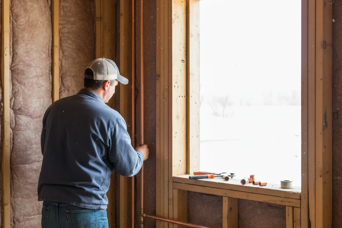 Licensed plumber running new copper supply lines in a Saint Clair home